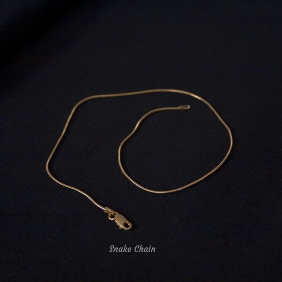 18K Gold Plated Chain Necklace, Twisted Rope Chain, Herringbone Necklace, Snake - Picture 4 of 15